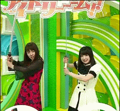 「閃き、天地を繋げ！鬼丸国綱！武将降臨、織田信長！」GIF 高橋明日香 vs. 山田菜々